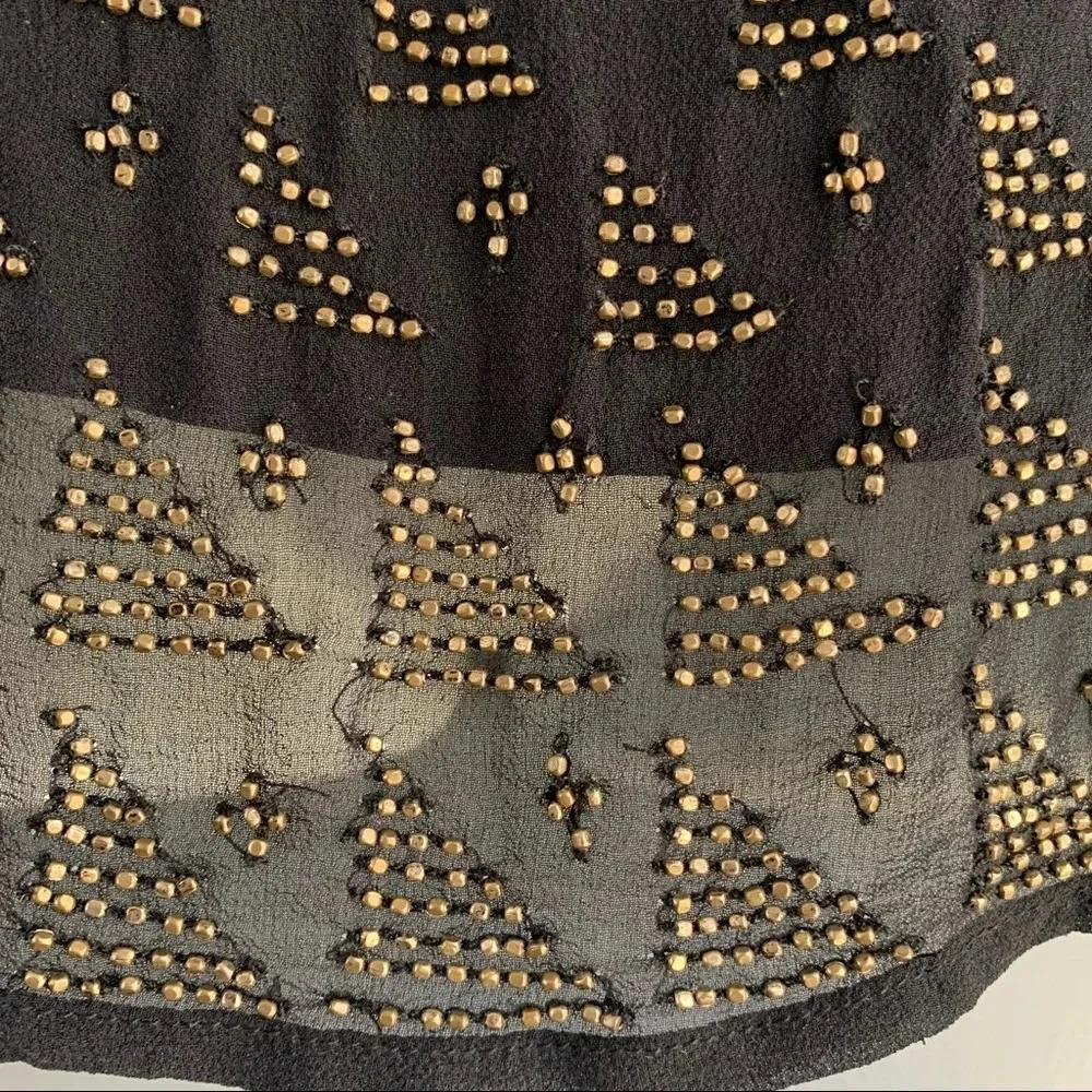 Joie 100% Silk Beaded High Neck Caviar Top NWT Size XS - Picture 7 of 12